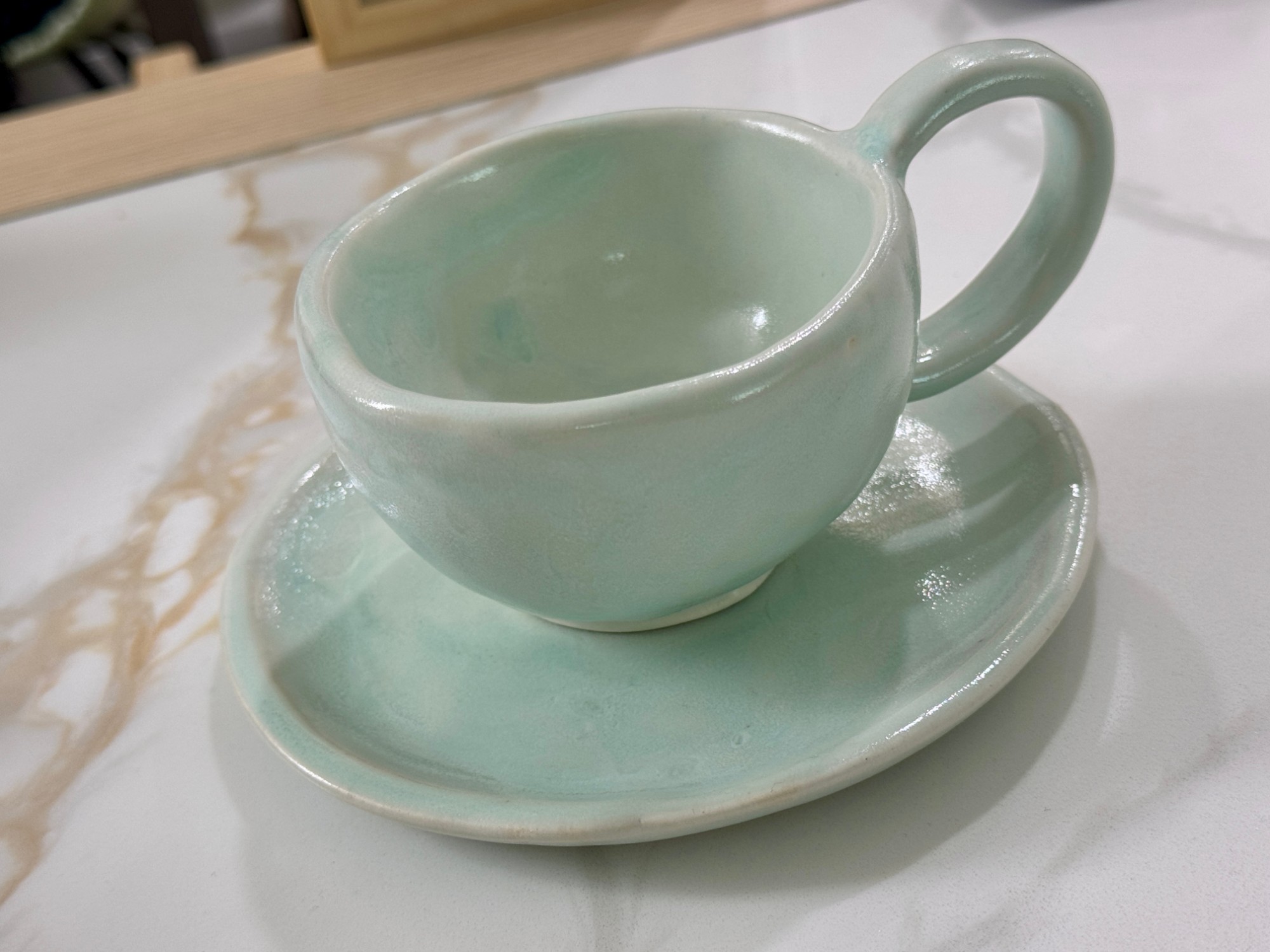 celadon cup and saucer